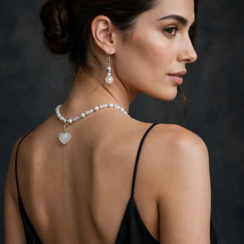 handmade crystal beaded elegant jewellery, necklace and earrings set