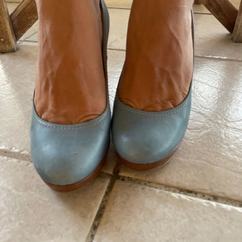 Chaniotakis leather women's heels used, size 39, 10.5 cm heel height