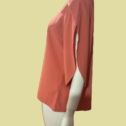 Women's blouse XL, coral color, airy fabric, unique cut