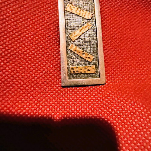 Handmade 925 sterling silver pendant with 4 hammered 14K gold pieces like new, vintage