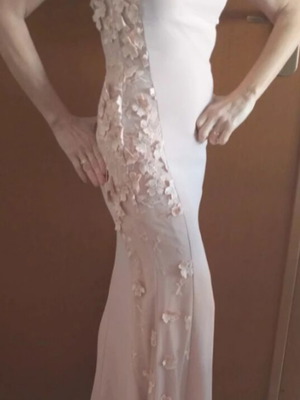Maxi dress medium salmon with lace like new