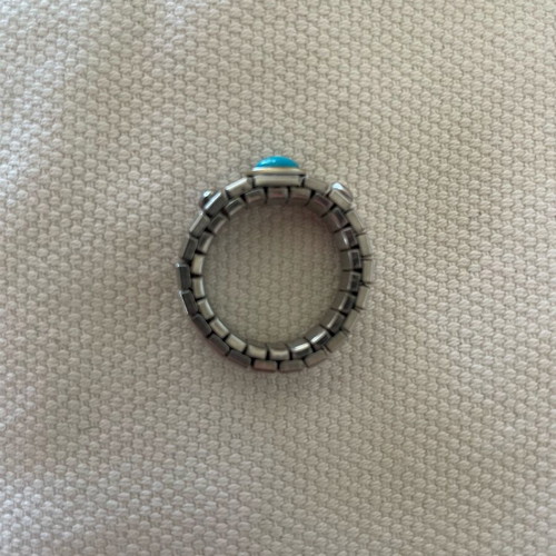 Stainless Steel Stretch Ring with turquoise stone, like new