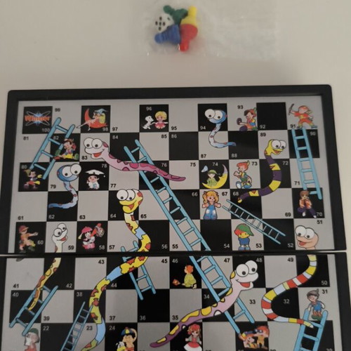 Snakes and Ladders board game with foldable board, new with pieces