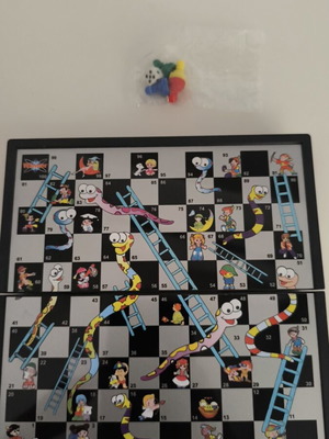 Snakes and Ladders board game with foldable board, new with pieces
