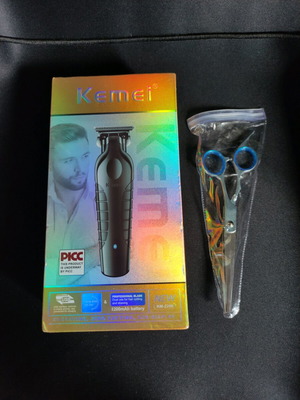 Σετ κουρέματος Kemei 2299 και ψαλίδι Flat 15cm καινούργιο