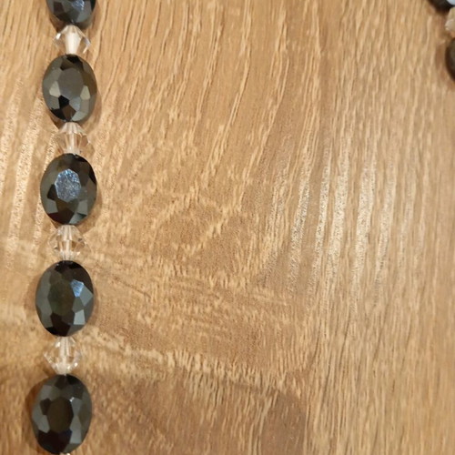 Handmade necklace new with small white crystals and anthracite stones