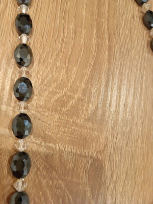 Handmade necklace new with small white crystals and anthracite stones