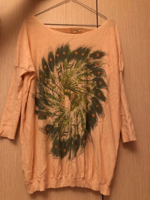 Knit blouse apricot color