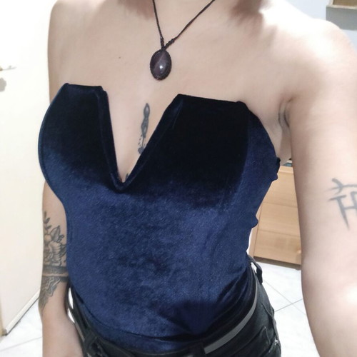 Velvet bodysuit new dark blue