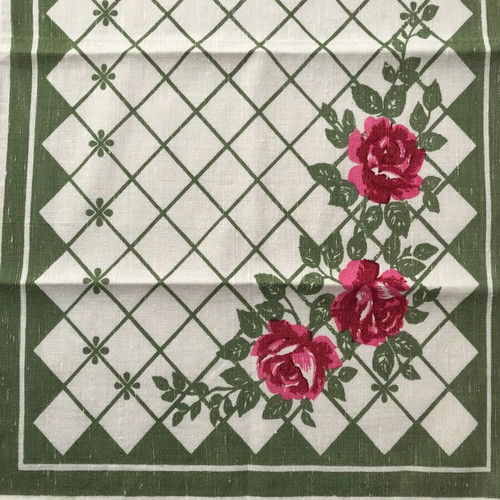 Set of 8 beige kitchen glass towels with roses new