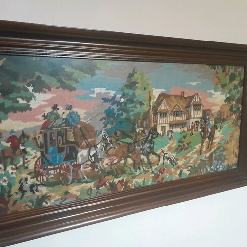 Embroidered antique painting used