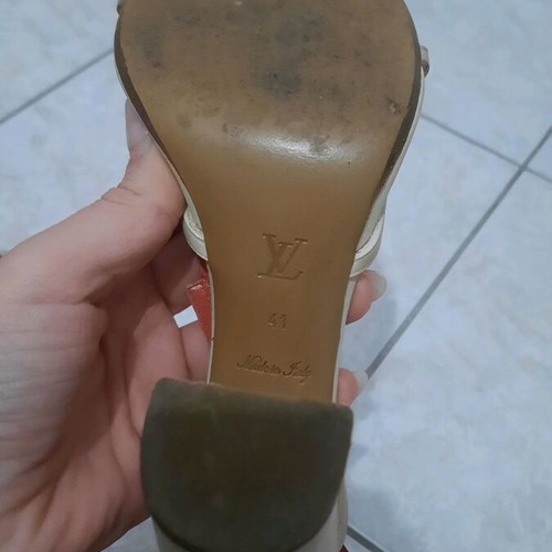 Louis Vuitton women's sandals used with thick 12 cm heel red pink