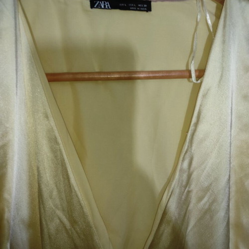 Zara satin wrap maxi dress butter yellow like new, size L