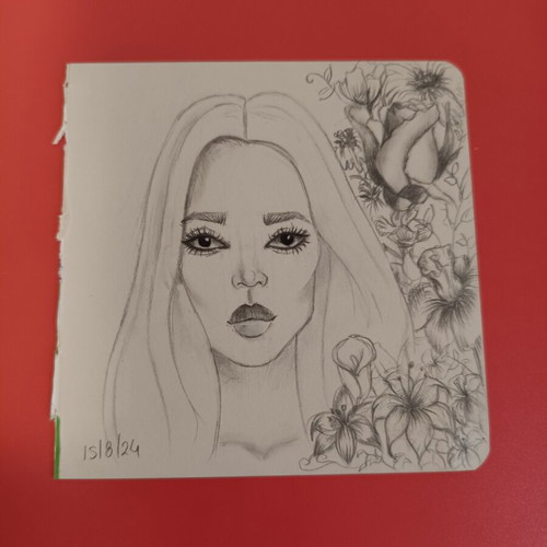 Sketches on one paper with two drawings front and back, like new