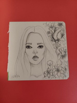 Sketches on one paper with two drawings front and back, like new