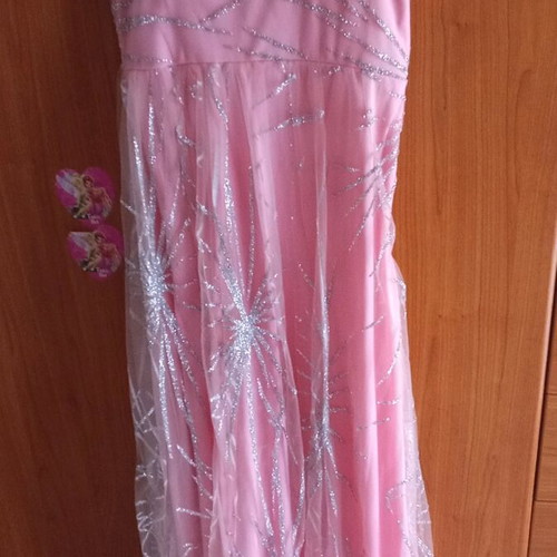 Formal pink dress medium like new with silver details and leg slit
