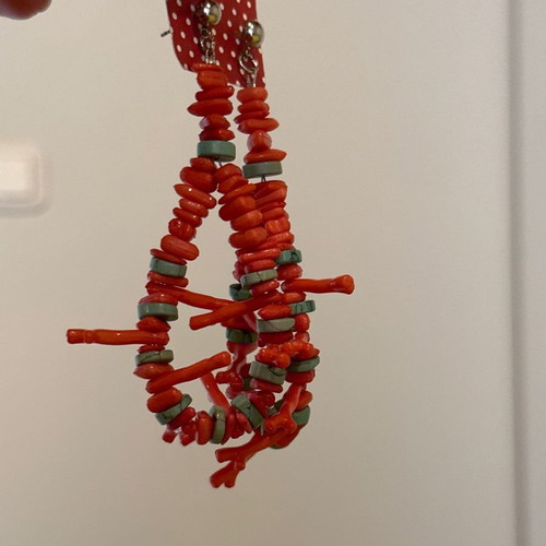 Handmade earrings with coral new