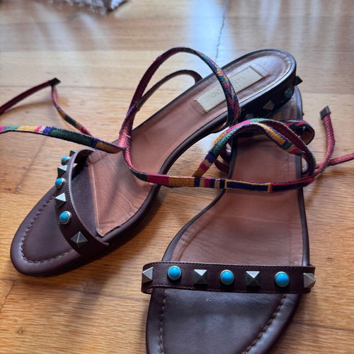 Valentino Garavani sandals used, brown with studs, size 38