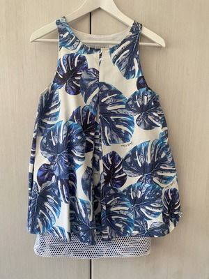 Gaelle sleeveless dress XS with tropical print and mesh hem