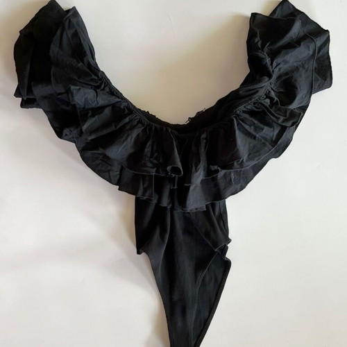 Zara bodysuit with ruffles like new, black, size M