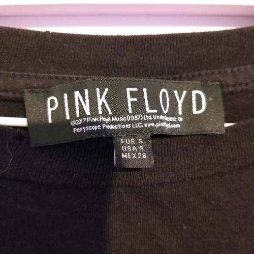 Pink Floyd short-sleeve blouse like new, black with shoulder cutouts