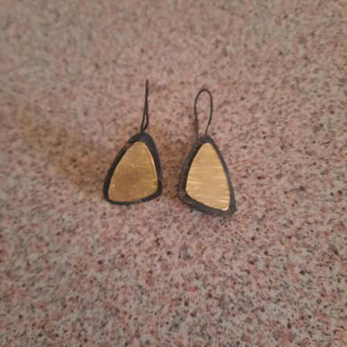 Handmade earrings of brass with gold and silver plating like new