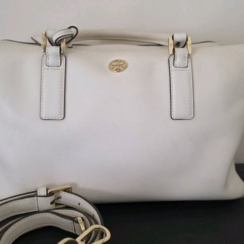 TORY BURCH δερμάτινη χειρός τσάντα μεταχειρισμένη, άσπρη