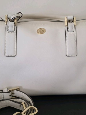 TORY BURCH δερμάτινη χειρός τσάντα μεταχειρισμένη, άσπρη