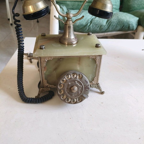 Antique marble and brass telephone used