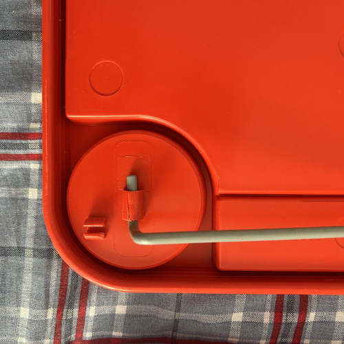 IKEA red plastic bed trays used, set of 2