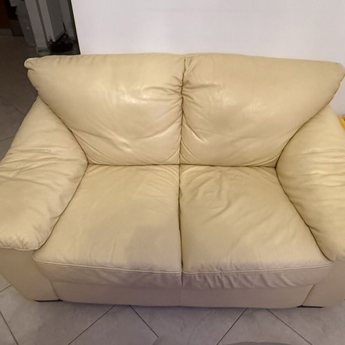 Leather sofa set, 2-seater and 3-seater, soft leather