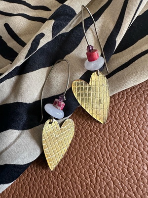 925 Silver Heart Earrings new, handmade, gold tone