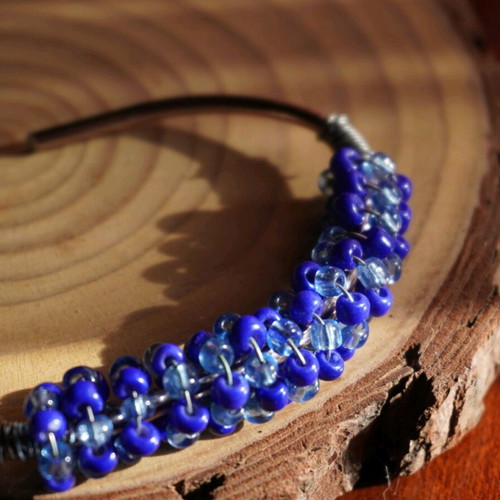 Handmade bracelet new with blue and light blue beads