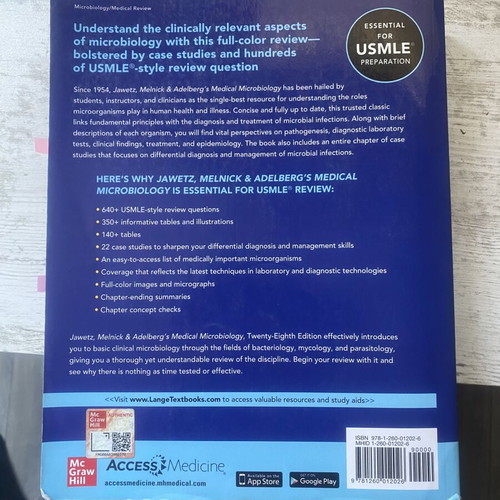 Jawetz Melnick & Adelberg's Medical Microbiology 28th Edition used
