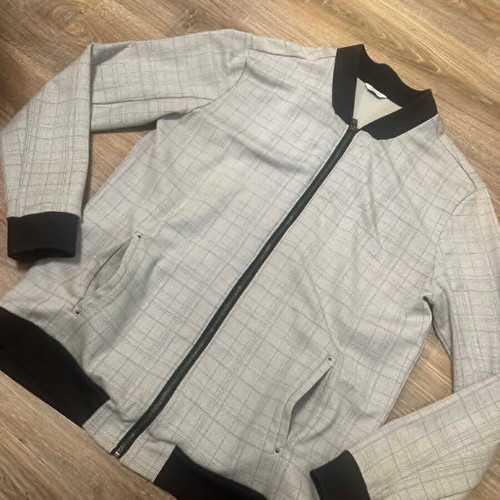 Men's casual Calvin Klein plaid bomber jacket, like new, XL size, gray