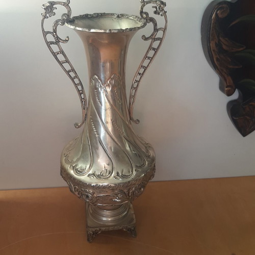Silver-plated amphora with Greek motif 32cm used