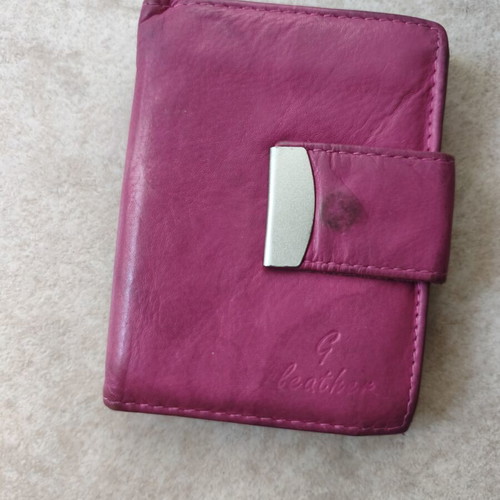 Leather wallet CG used, pink with some wear