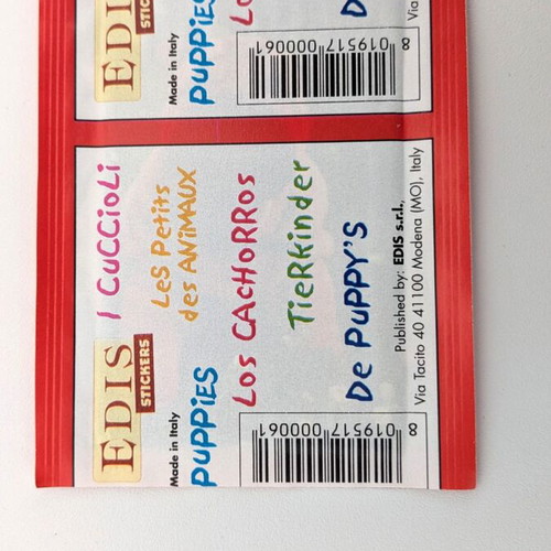 EDIS Stickers 1999 new, 33 sealed packs with puppy stickers