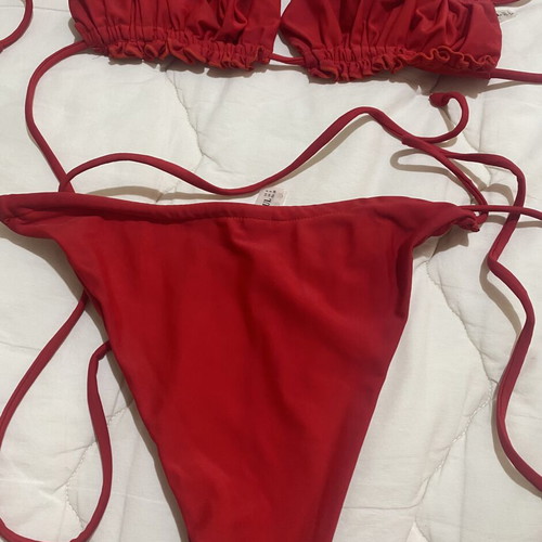 Zaful Vibrant Red Ruched Bikini Set size S like new