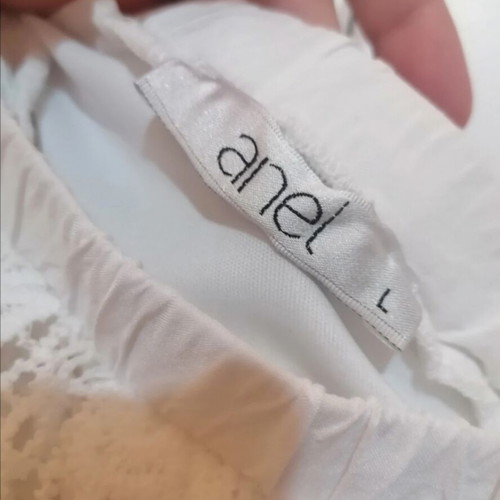 Anel One Shoulder Dress with Lace White Cotton Like New Size L