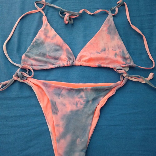 Bikini swimsuit new pink and turquoise with adjustment size 46