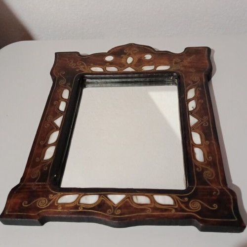 Decorative wall mirror vintage wooden frame like new