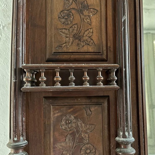 Antique carved handmade console with mirror used, 2 pieces