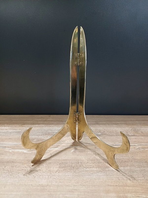 Brass display easel used, solid brass folding support stand
