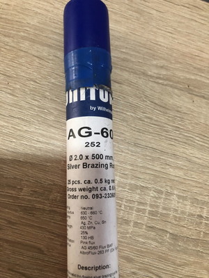 Castolin AG-60 Silver Brazing Rod 2.0mm x 500mm New 25pcs
