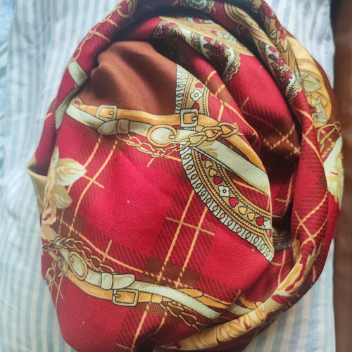 Large cotton scarf with minor defect, like new, 116x116 cm