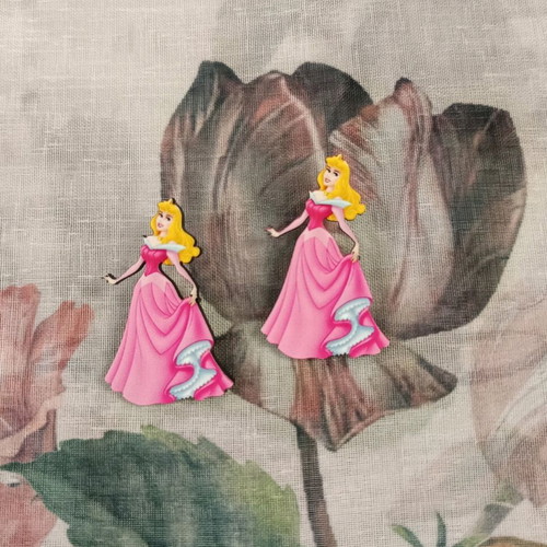 Sleeping Beauty earrings new, stainless steel, pink