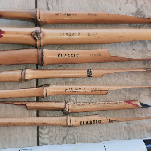Traditional Japanese Bamboo Pens and Ligultex Acrylic Paints used