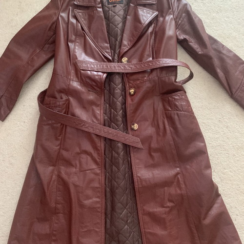 Leather coat ceramic color genuine leather, size 13/14 (S/M)