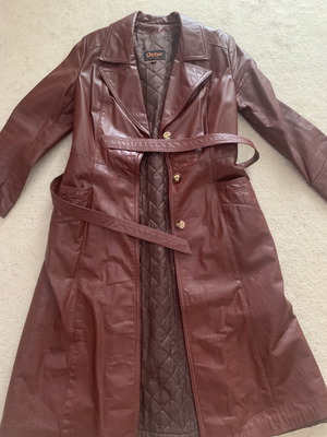 Leather coat ceramic color genuine leather, size 13/14 (S/M)
